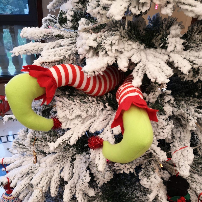 WEWILL 20'' Christmas Elf Legs Tree Decorations Stuffed Elf Leg for Xmas Home Party Tree Fireplace Ornaments (Green) - Image 5